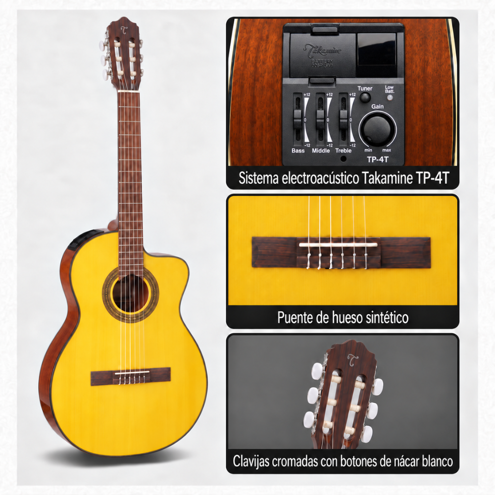 GUITARRA ELECTROACUSTICA GC3CE NATURAL TAPA SOLIDA PACK - 2