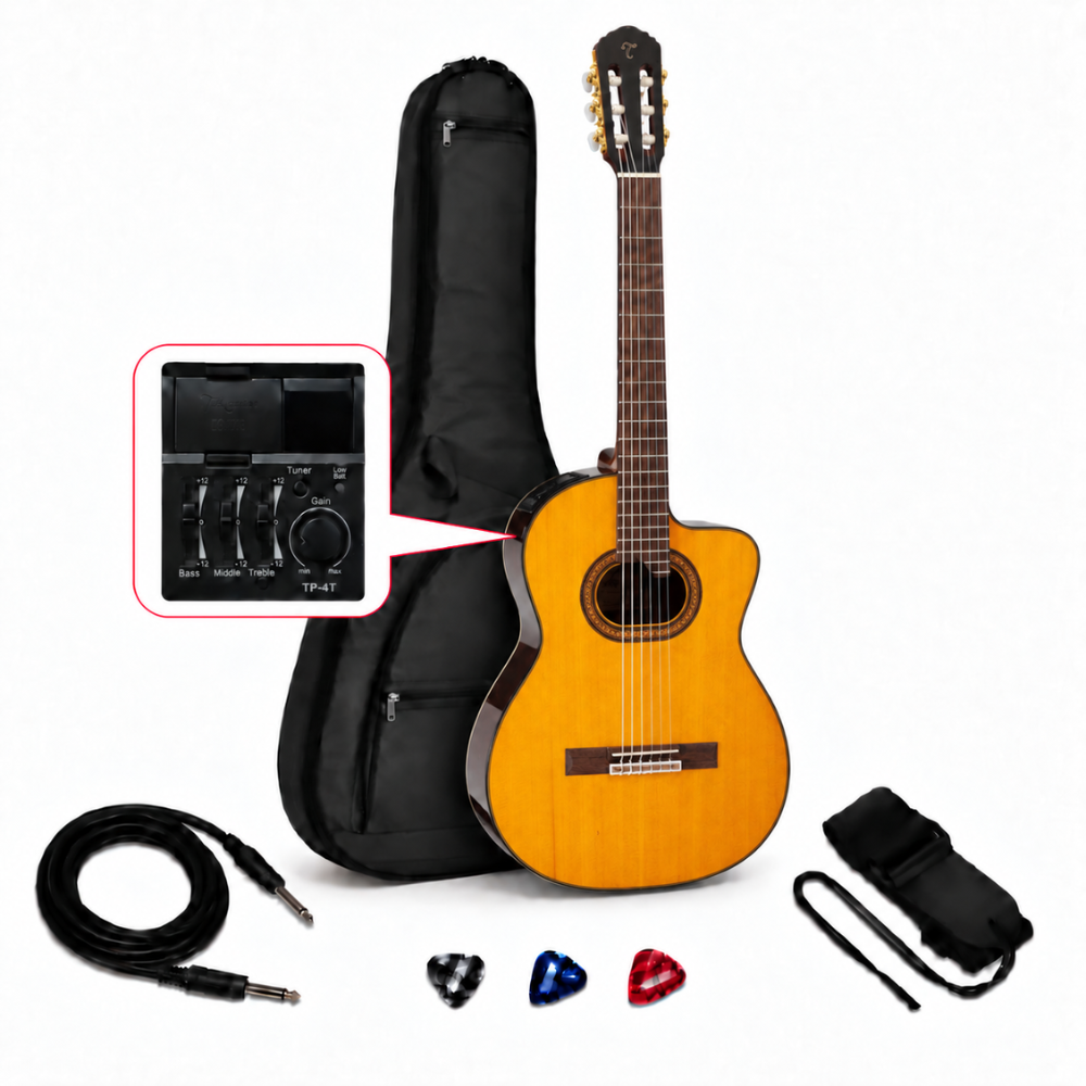 GUITARRA ELECTROACUSTICA GC6CE BLACK TAPA SOLIDA PACK - 1