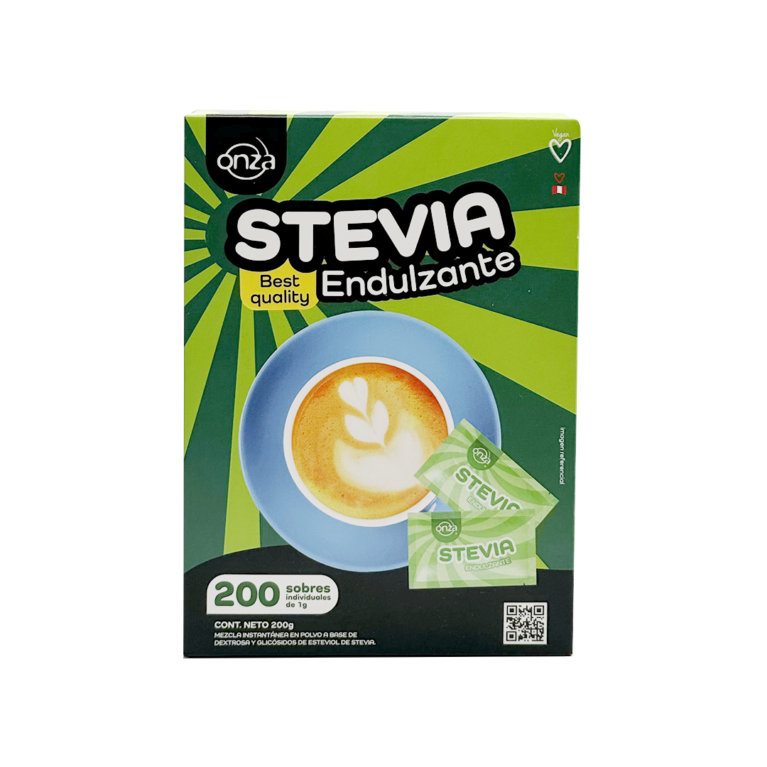 ENDULZANTE STEVIA ONZA FOODS CAJA X 200 SACHETS - 1