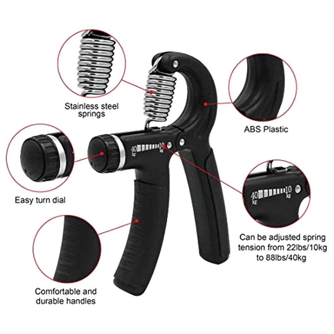 HAND GRIPPER EJERCITADOR DE MANOS AJUSTABLE 10-40 KG NEGRO TODO FIT - 2