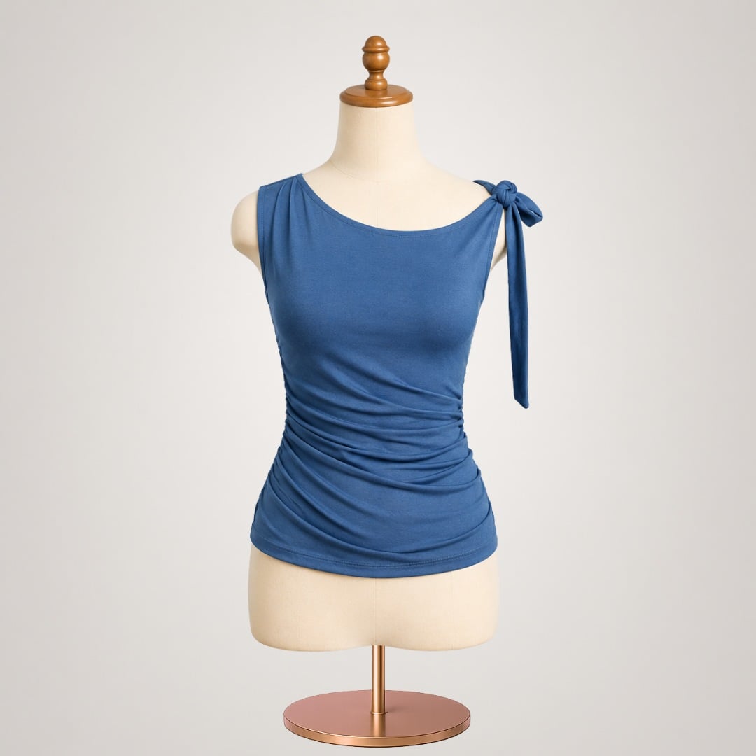 BLUSA MILENA LAZO ELEGANTE DOBLE FORRO DENIM - 5