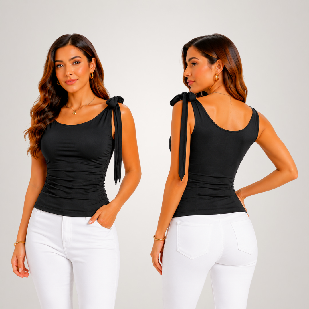 BLUSA MILENA LAZO ELEGANTE DOBLE FORRO EN SUPLEX NEGRO - 2