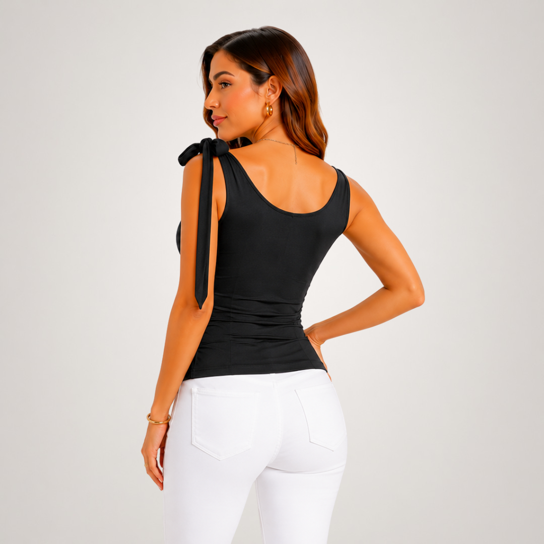 BLUSA MILENA LAZO ELEGANTE DOBLE FORRO EN SUPLEX NEGRO - 3