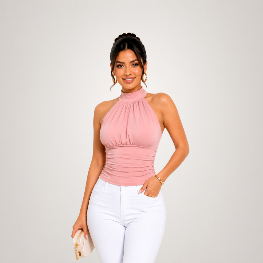 BLUSA AMELIA PREMIUM DOBLE FORRO EN SUPLEX ROJO MODELO HALTER - 6