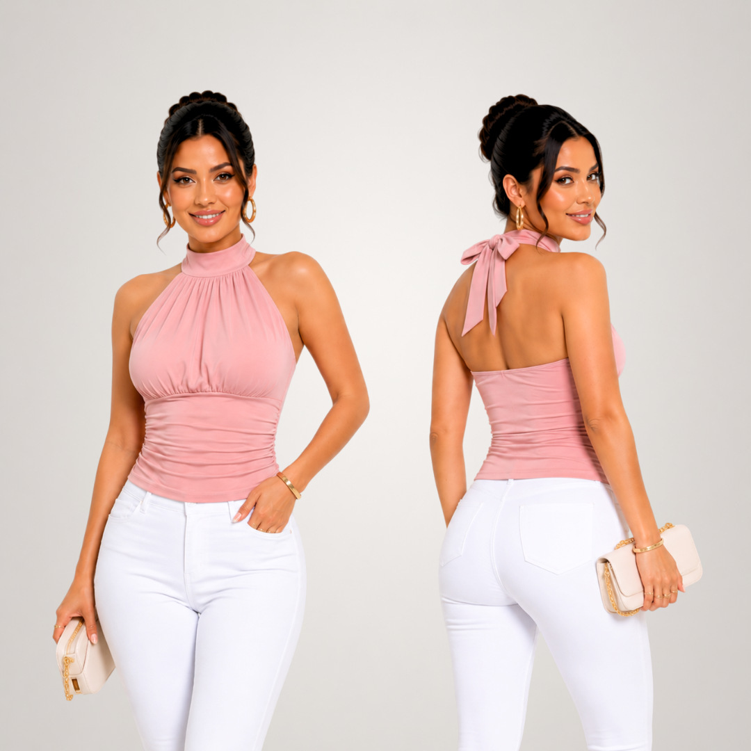BLUSA AMELIA PREMIUM DOBLE FORRO EN SUPLEX ROJO MODELO HALTER - 7