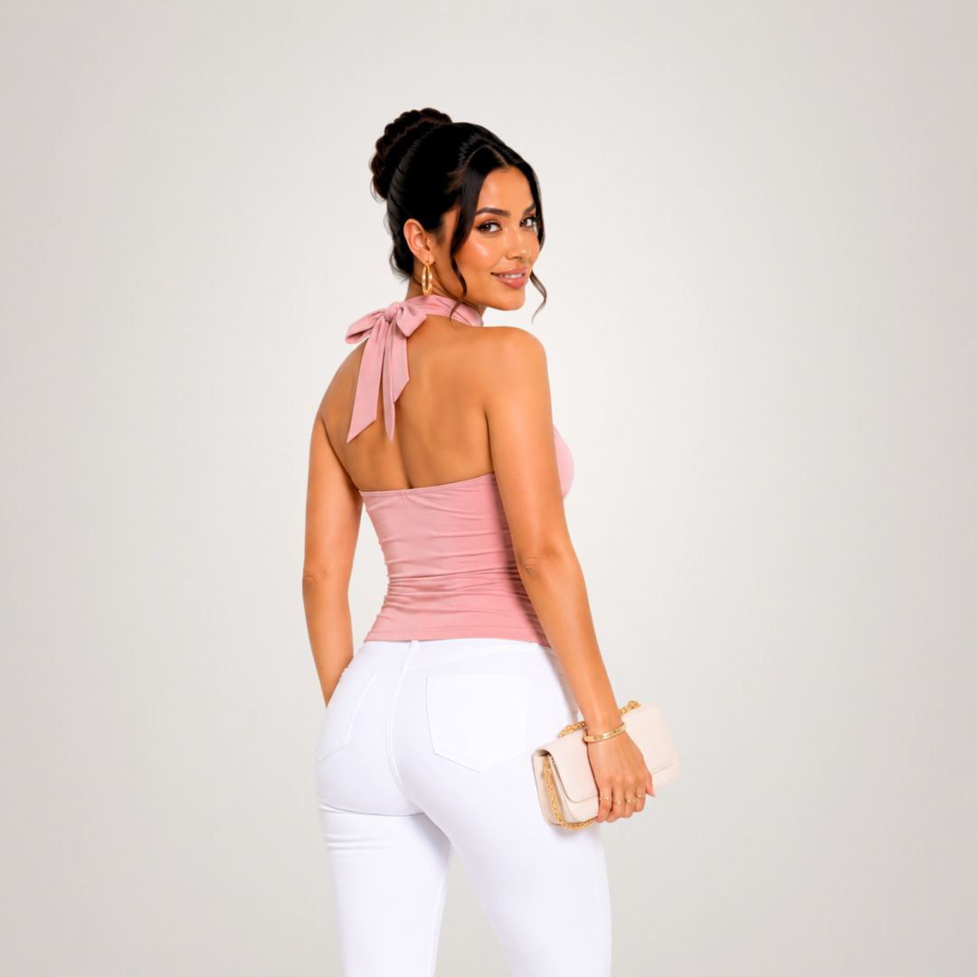 BLUSA AMELIA PREMIUM DOBLE FORRO EN SUPLEX ROJO MODELO HALTER - 8