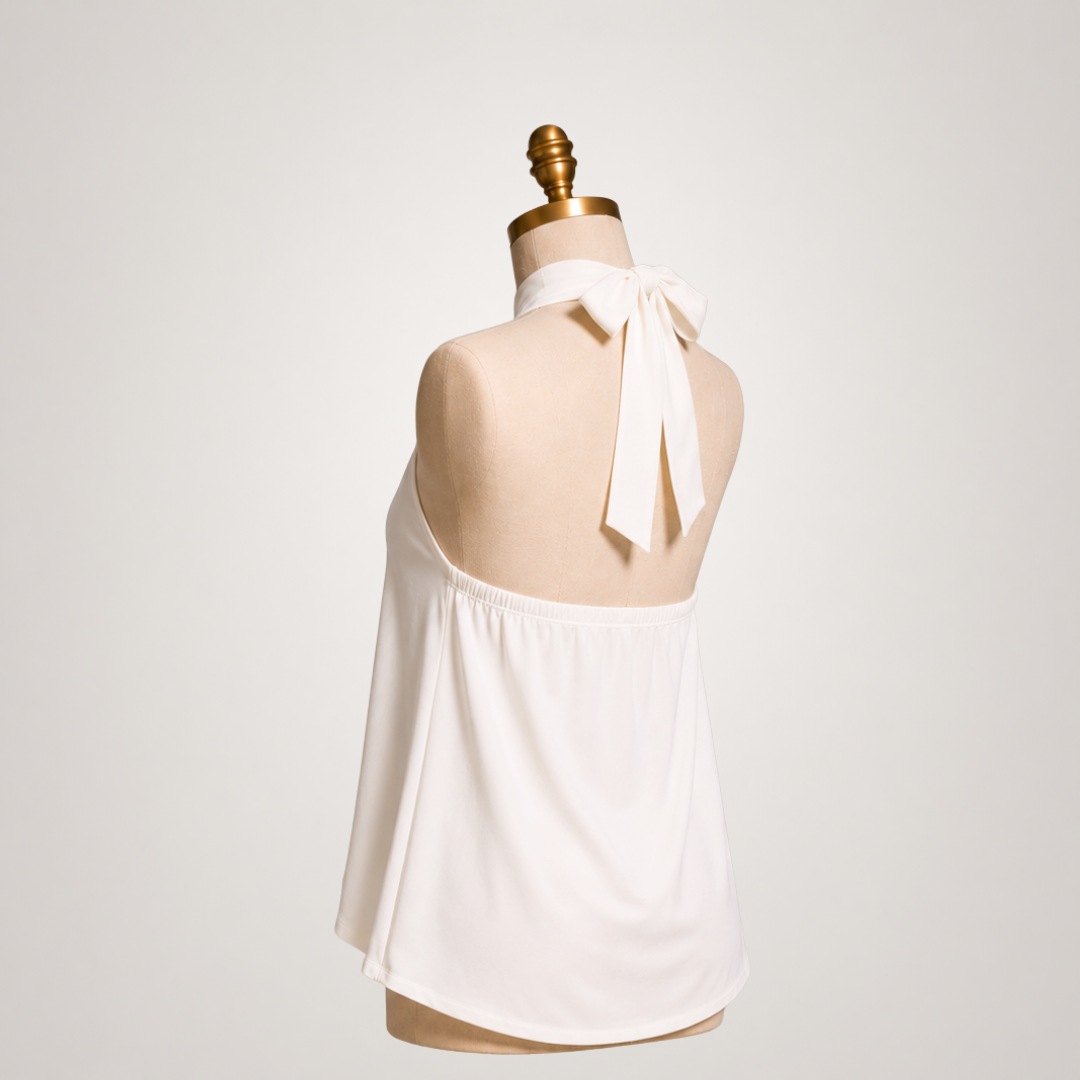 BLUSA ALESSANDRA HALTER PALO ROSA PREMIUM DOBLE FORRO COMPLETO ELEGANTE Y SOFISTICADA CON ESPALDA DESCUBIERTA Y LAZO - 5