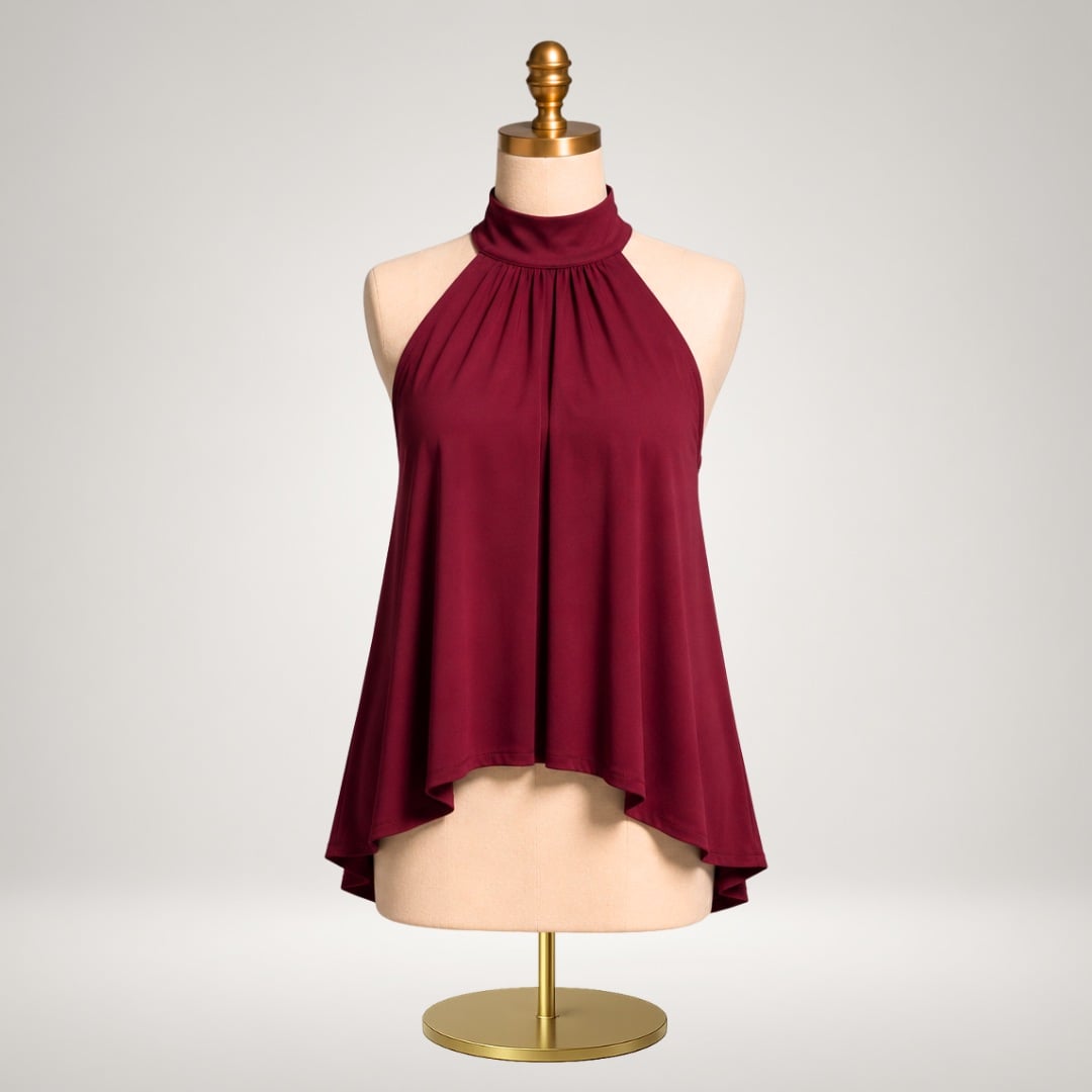 BLUSA ALESSANDRA HALTER PALO ROSA PREMIUM DOBLE FORRO COMPLETO ELEGANTE Y SOFISTICADA CON ESPALDA DESCUBIERTA Y LAZO - 5