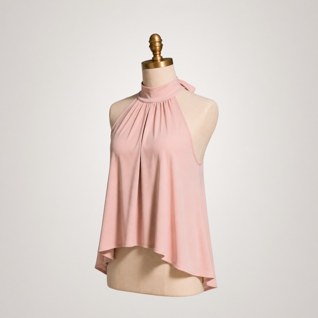 BLUSA ALESSANDRA HALTER PALO ROSA PREMIUM DOBLE FORRO COMPLETO ELEGANTE Y SOFISTICADA CON ESPALDA DESCUBIERTA Y LAZO - 6