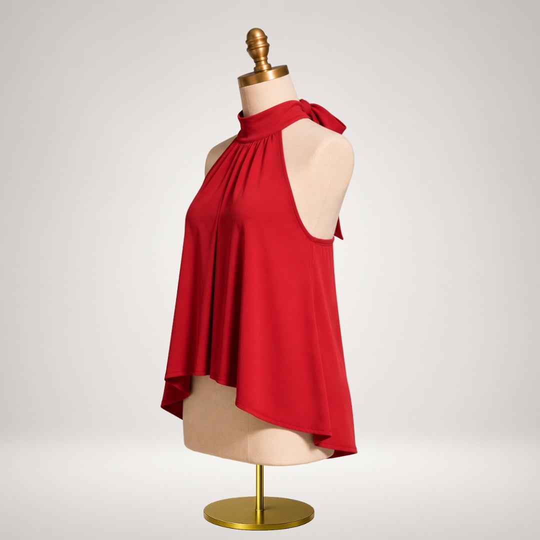 BLUSA ALESSANDRA HALTER PALO ROSA PREMIUM DOBLE FORRO COMPLETO ELEGANTE Y SOFISTICADA CON ESPALDA DESCUBIERTA Y LAZO - 6