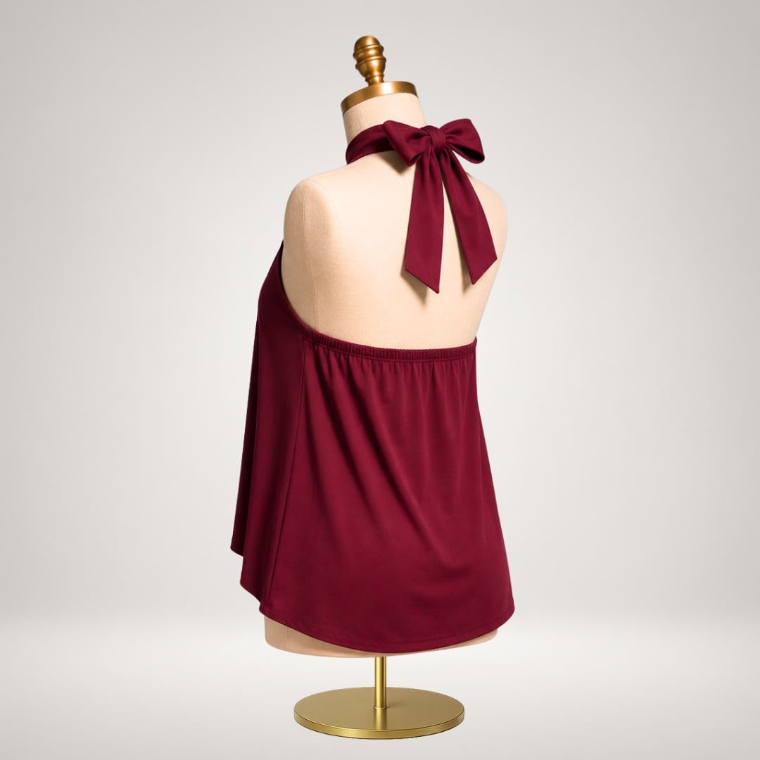 BLUSA ALESSANDRA HALTER PALO ROSA PREMIUM DOBLE FORRO COMPLETO ELEGANTE Y SOFISTICADA CON ESPALDA DESCUBIERTA Y LAZO - 6