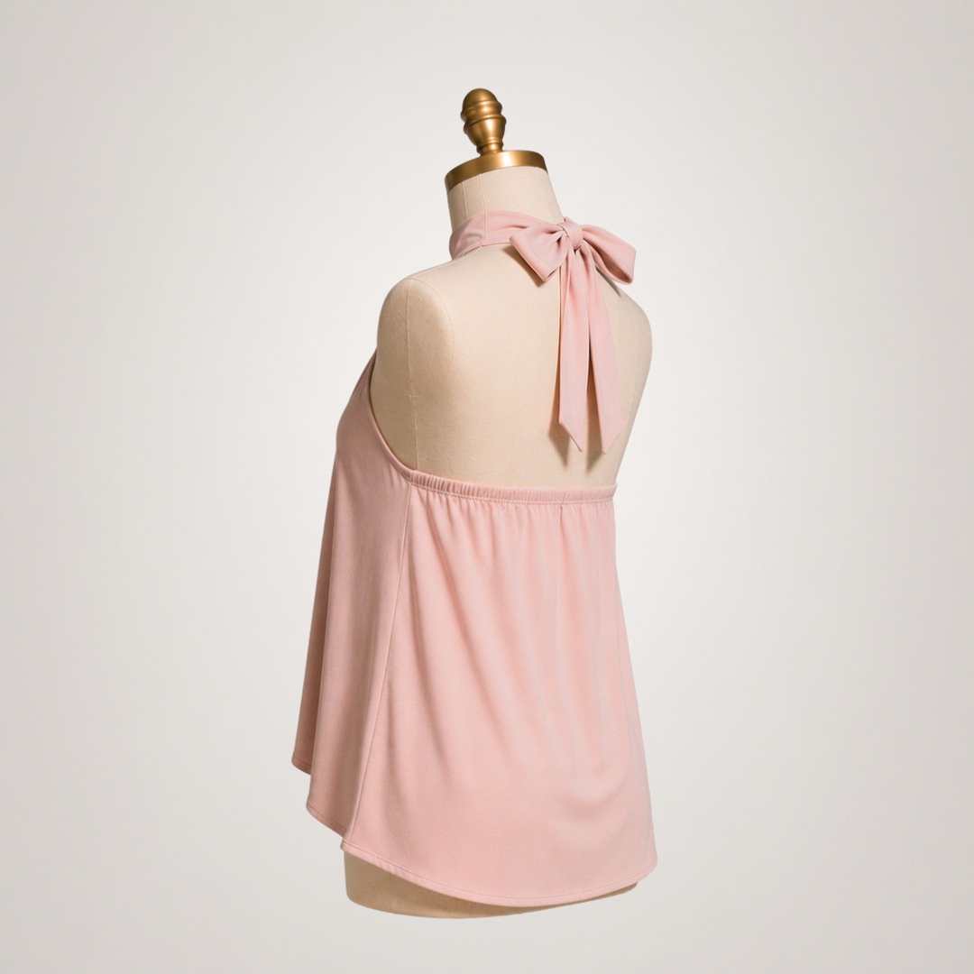BLUSA ALESSANDRA HALTER PALO ROSA PREMIUM DOBLE FORRO COMPLETO ELEGANTE Y SOFISTICADA CON ESPALDA DESCUBIERTA Y LAZO - 7