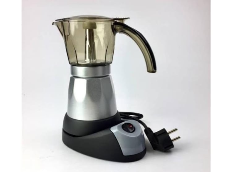 CAFETERA MOKA ELÉCTRICA 6 TAZAS ACRÍLICO Y ALUMINIO PLATEADO - 1