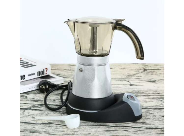 CAFETERA MOKA ELÉCTRICA 6 TAZAS ACRÍLICO Y ALUMINIO PLATEADO - 4