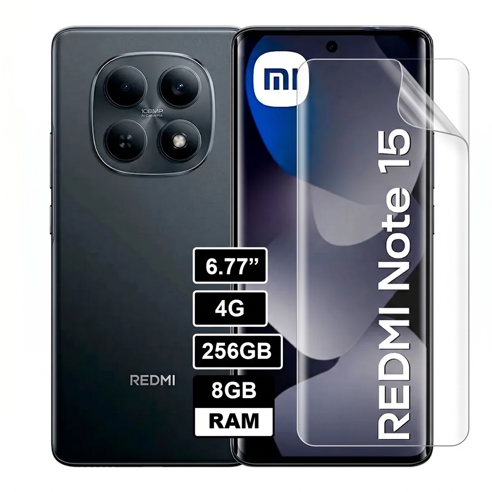 REDMI NOTE 15 4G 8GB RAM NEGRO 256GB ROM + MICA HIDROGEL - REGISTRADO - 1