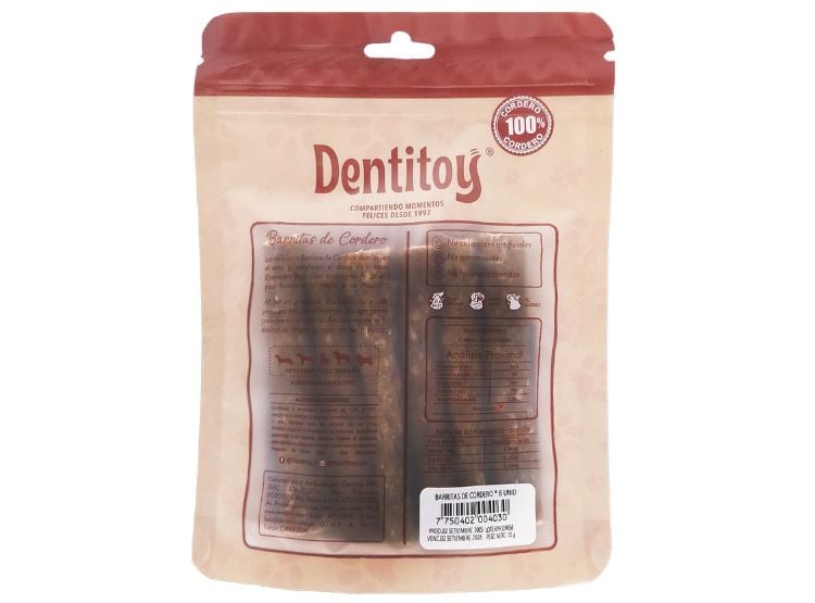 BARRITAS DE CORDERO DENTITOY BOLSA 6 UNID PACK X 6 - 3