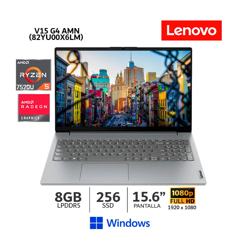LAPTOP LENOVO V15 G4 AMN - 82YU00X6LM 8GB 15.6" 256GB SSD VG4 AMN AMD RYZEN 5 7520U LPDDR5 BUS-4800 FHD TN-82YU00X6LM - 1