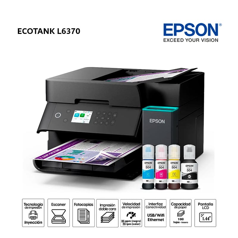 IMPRESORA MULTIFUNCIONAL EPSON ECOTANK L6370 WIFI DUPLEX ADF - 1