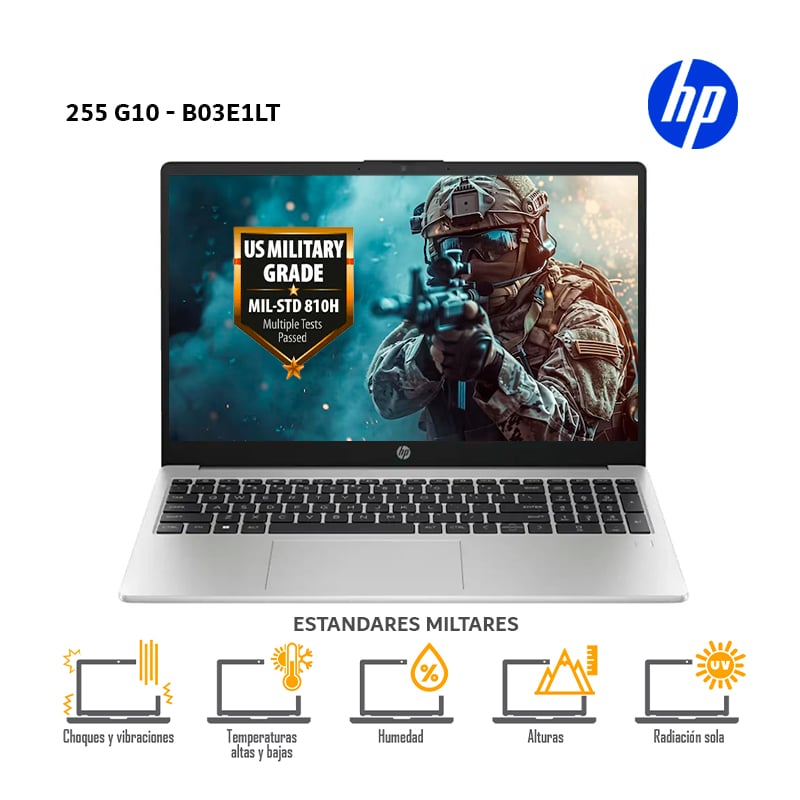 LAPTOP HP 255 G10 AMD RYZEN 7 7730U, 16GB RAM, 512GB SSD, 15.6'FHD - B03E1LT - 2