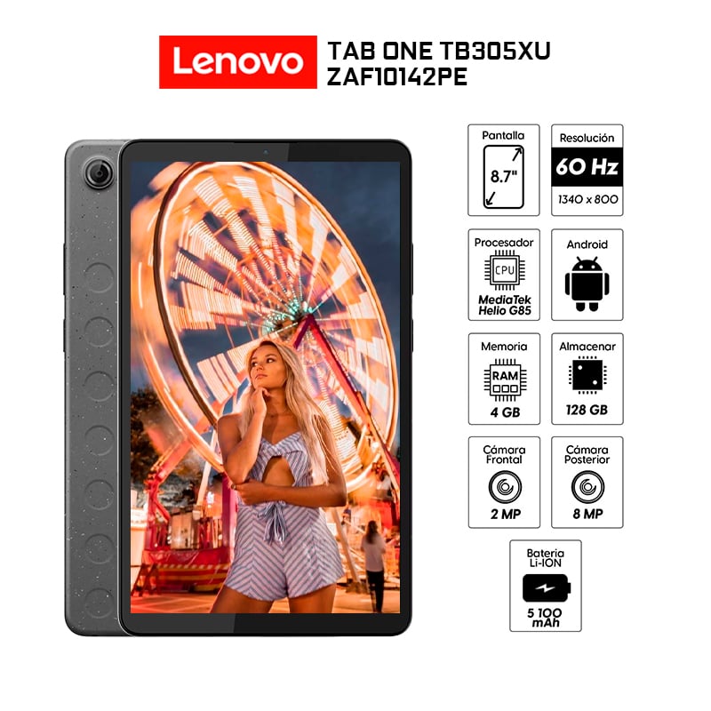 TABLET LENOVO TAB ONE TB305XU LTE 4GB RAM 128GB EMMC PANTALLA 87 ANDROID14+FOLIO CASE ZAF10142PE - 2