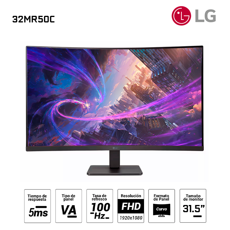MONITOR LG 32MR50C 315 FHD VA 1920X1080 100HZ HDMI X1 VGA X1 HEADPHONE-OUT X1 - 1