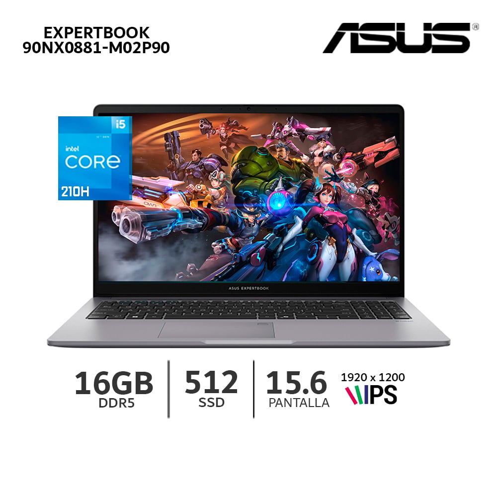 LAPTOP ASUS EXPERTBOOK  CORE I5-210H / RAM 16GB DDR5 SSD 512GB / PANTALLA 15.6 FHD - 90NX0881-M02P90 - 1