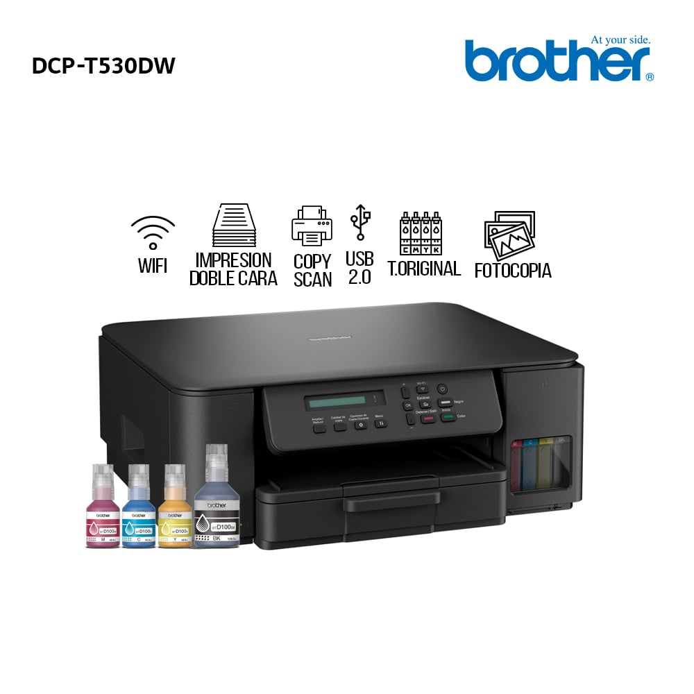 IMPRESORA MULTIFUNCIONAL BROTHER DCP-T530DW INKBENEFIT TANK WIFI DÚPLEX 3 EN 1 - 1