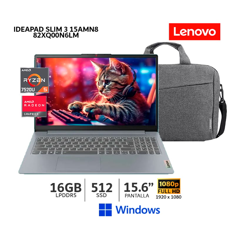 LAPTOP LENOVO IDEAPAD SLIM 3 15AMN8 RYZEN 5 7520U 2.8HZ/ 16GB RAM/ 512GB SSD/ 15.6' WIND-82XQ00N6LM - 2