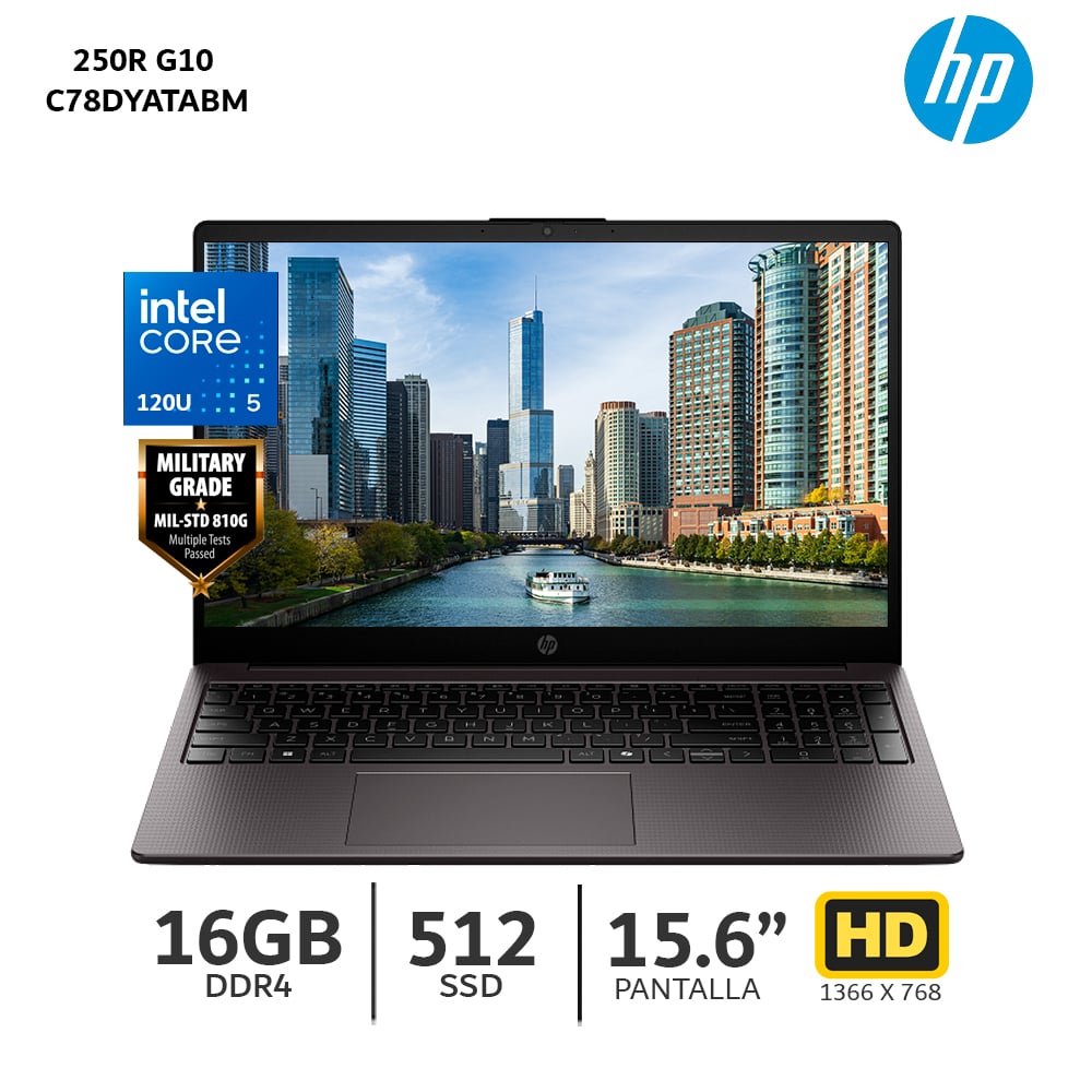 LAPTOP HP 250R G10 CORE 5-120U 16GB RAM 512GB SSD 15.6” HD C78DYATABM - 1