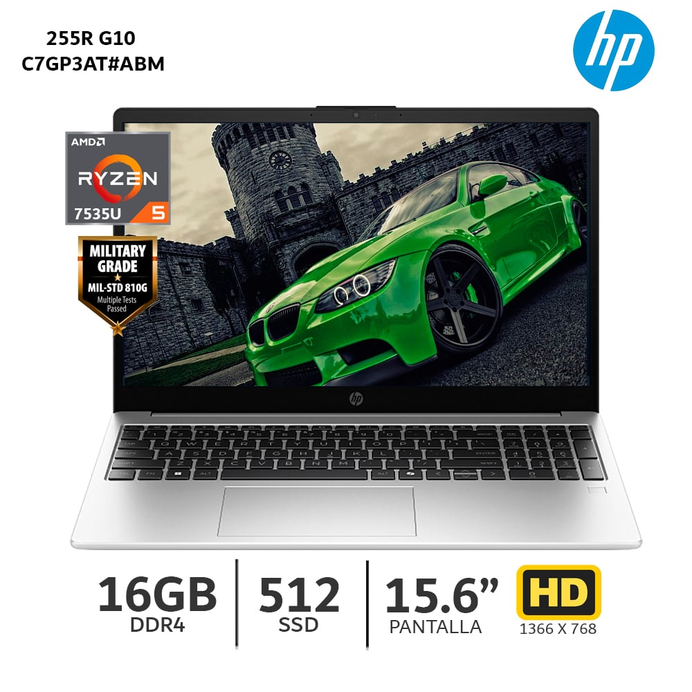 LAPTOP HP 255R G10 RYZEN 5 7535U / 16GBB RAM / 512GB SSD / 15.6” HD – C7GP3AT#ABM - 1