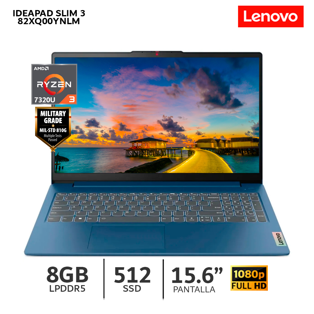 LAPTOP LENOVO IDEAPAD SLIM 3 15AMN8 RYZEN 3 7320U/ 8GB RAM / 512GB SSD/ 15.6” FHD-82XQ00YNLM - 1