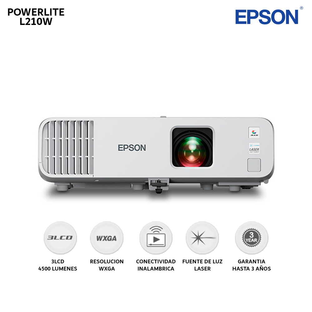 PROYECTOR EPSON LÁSER INALÁMBRICO POWERLITE L210W WXGA 3LCD - HA70A - 1