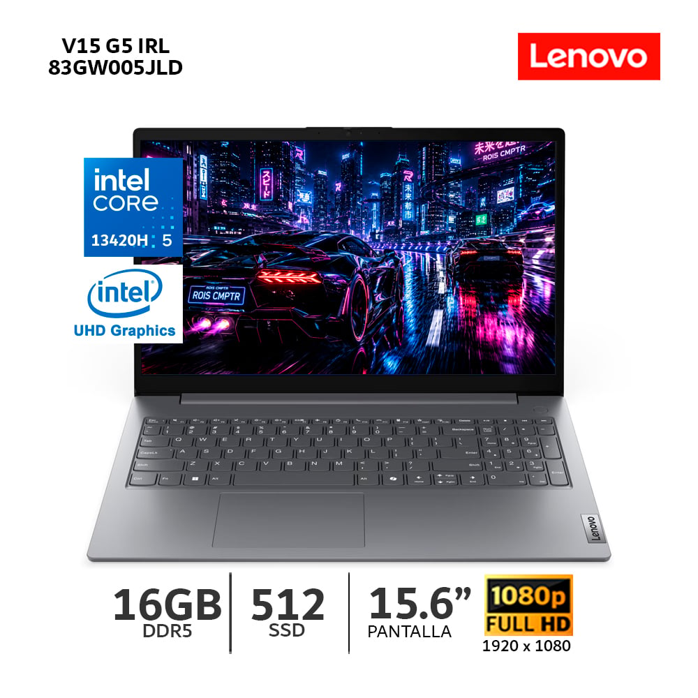 LAPTOP LENOVO V15 G5 IRL INTEL CORE I5-13420H 16GB RAM 512GB SSD 15.6” FHD-83GW005JLD - 1
