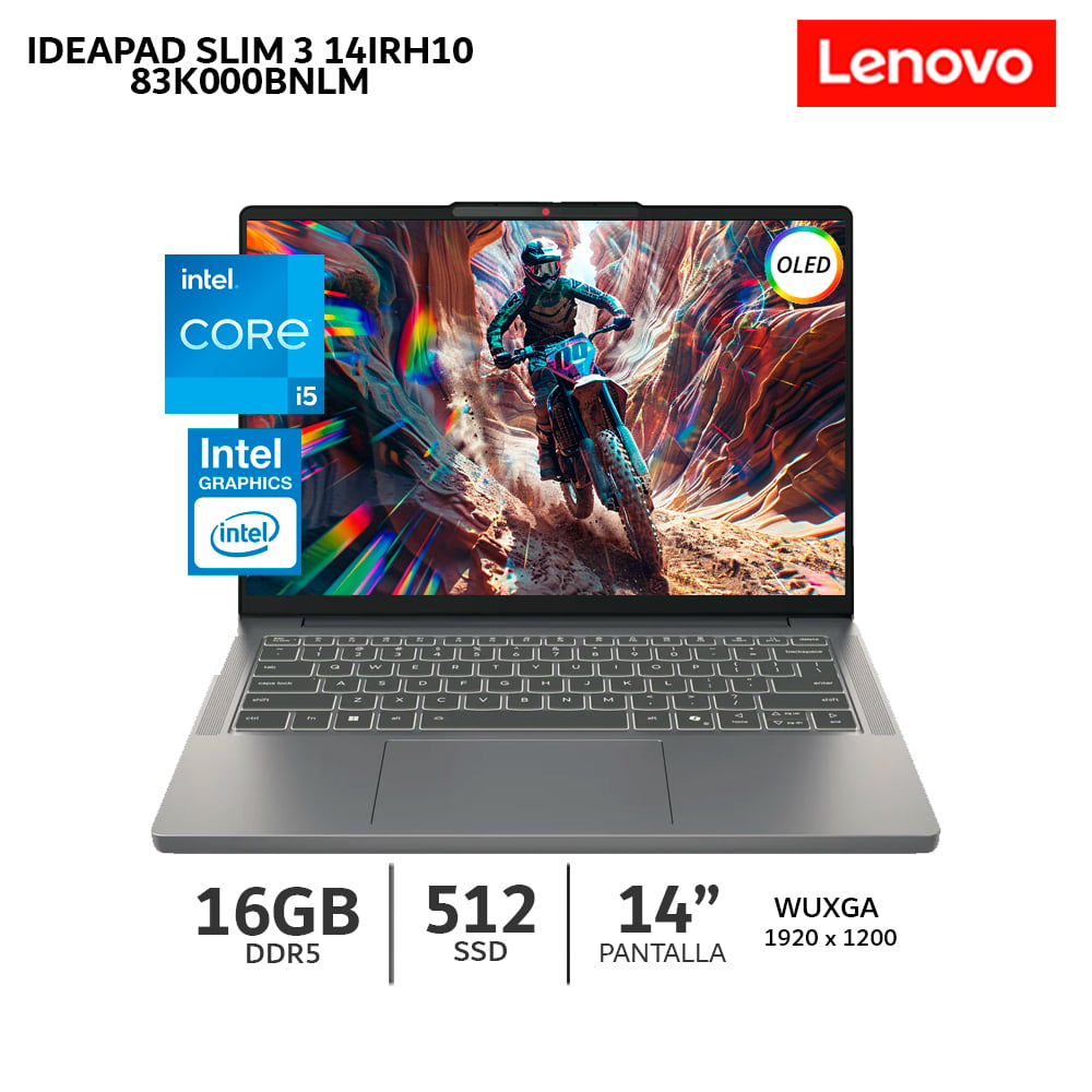 LAPTOP LENOVO IDEAPAD SLIM 3 14IRH10 14 WUXGA OLED- CI5-13420H 16GB RAM 512GB SSD-83K000BNLM - 1