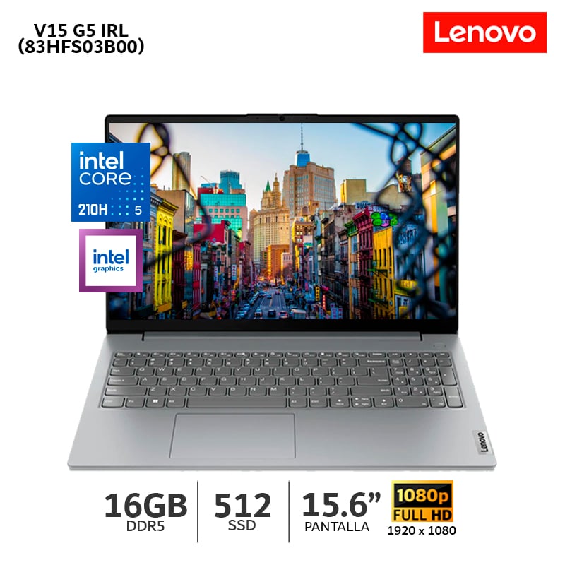 LAPTOP LENOVO V15 G5 IRL INTEL CORE 5-210H 16GB RAM 512GB SSD 15.6 LCD LED FHD - 83HFS03B00 - 1