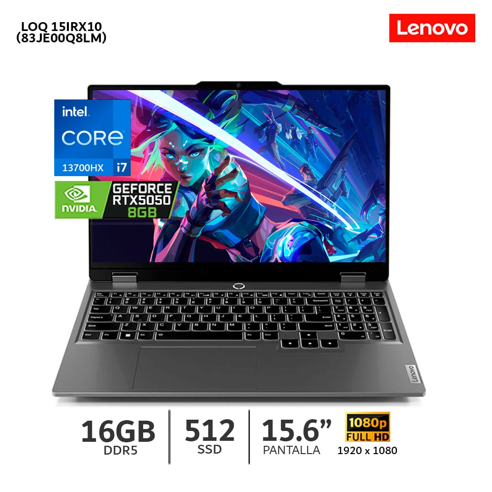LAPTOP LENOVO GAMER LOQ 15IRX10 CI7-13700HX 16GB RAM 512GB SSD 15.6 RTX 5050 8GB-83JE00Q8LM - 1
