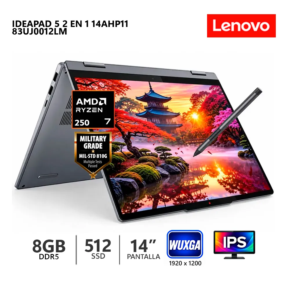 LAPTOP LENOVO IDEAPAD 5 2 EN 1 14AHP11 RYZEN 7 250 16GB RAM 512GB SSD 14' WUXGA-83UJ0012LM - 1