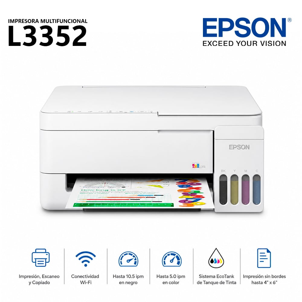 IMPRESORA MULTIFUNCIONAL EPSON L3352 WI-FI BLANCA - 1