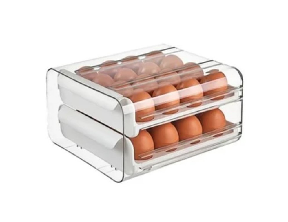 PORTA HUEVO EN ACRILICO DE 2 NIVELES PARA REFRIGERADORA BLANCO - 2