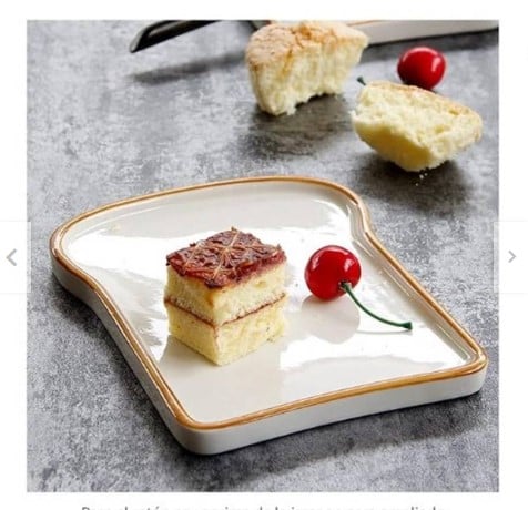 PLATO DE CERAMICA EN FORMA DE PAN BLANCO - 2