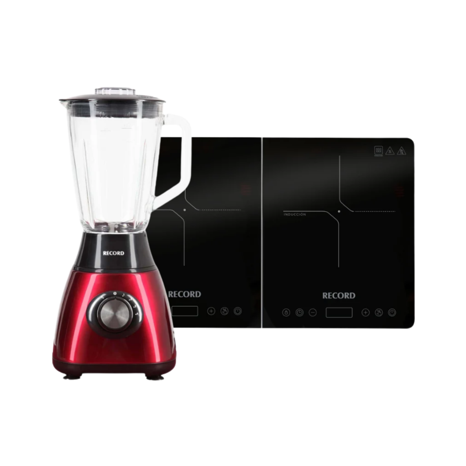 COMBO RECORD COCINA DE INDUCCIÓN 2 HORNILLAS + LICUADORA 1.5L ROJO METÁLICO - 1
