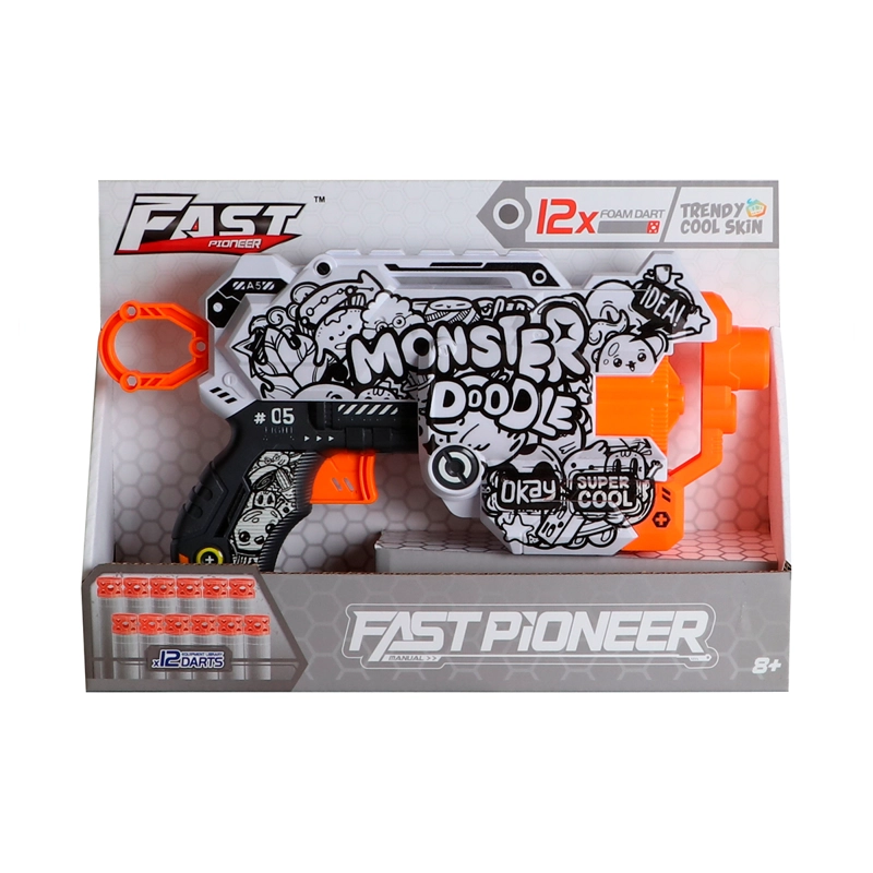 PISTOLA DE JUGUETE DE 12 DARDOS-MONSTER DOODLE-RUEDA GIRATORIA CON 24 DARDOS DE REGALO - 3
