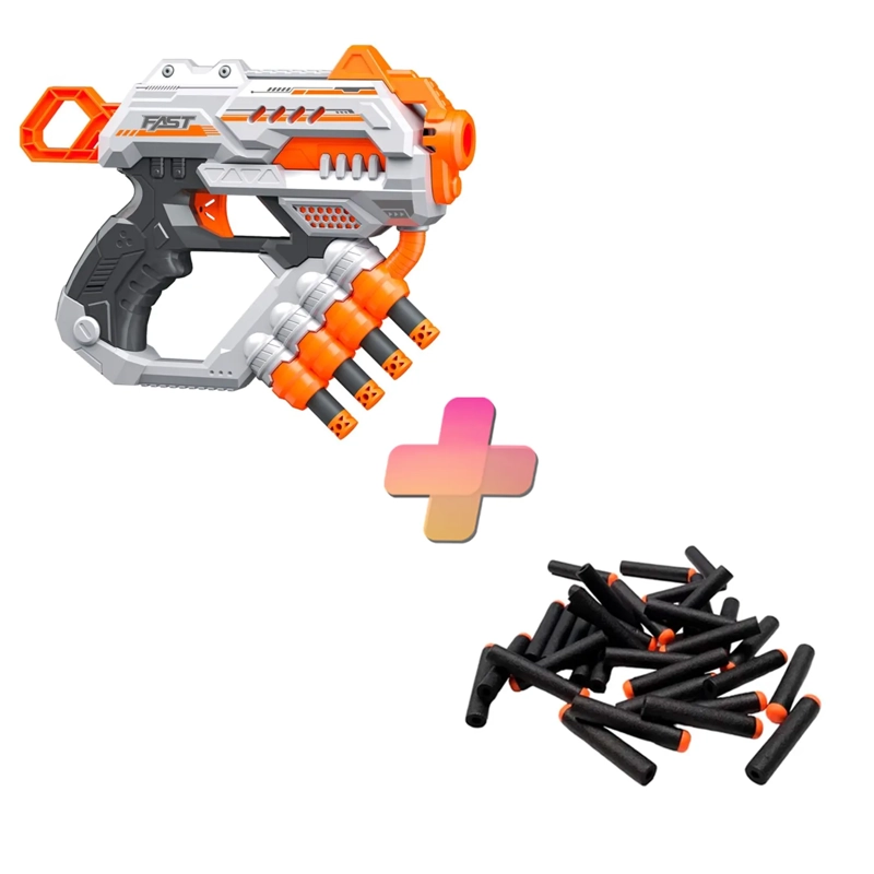 PISTOLA DE JUGUETE DE 12 DARDOS BLANCA CARGA EXTENDIDA CON 24 DARDOS DE REGALO - 1