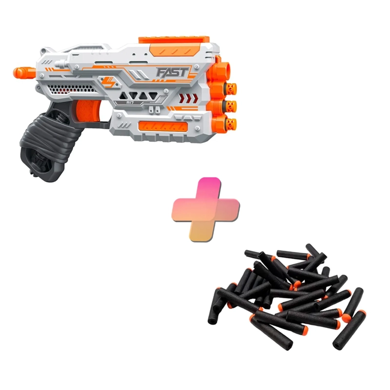 PISTOLA DE JUGUETE DE 12 DARDOS-BLANCO CON 24 DARDOS DE REGALO - 1