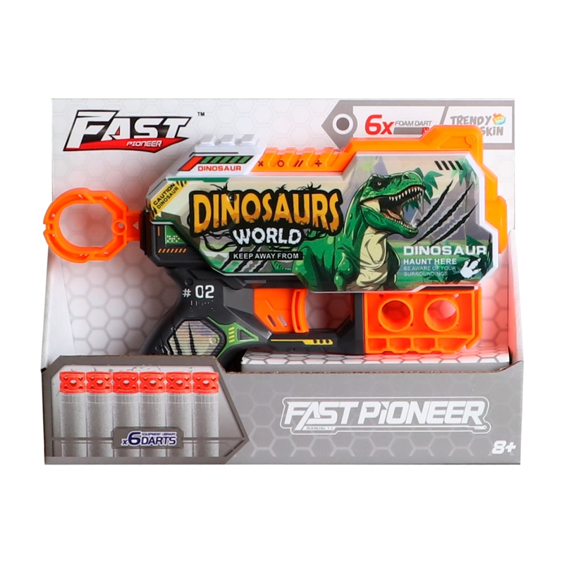 PISTOLA DE JUGUETE DE 6 DARDOS-DINOSAURS WORLD CON 24 DARDOS DE REGALO - 3