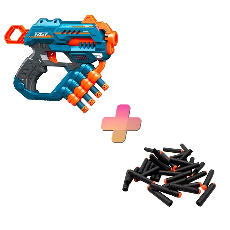PISTOLA DE JUGUETE DE 8 DARDOS-AZUL CON 24 DARDOS DE REGALO - 1