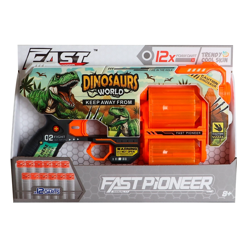 PISTOLA DE JUGUETE DE 12 DARDOS-DINOSAURS WORLD-RUEDA GIRATORIA CON 24 DARDOS DE REGALO - 3