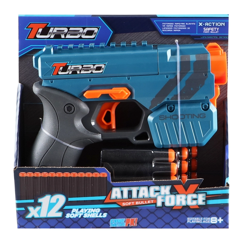 PISTOLA DE JUGUETE 12 DARDOS RUEDA GIRATORIA TURBO CON 24 DARDOS DE REGALO - 3