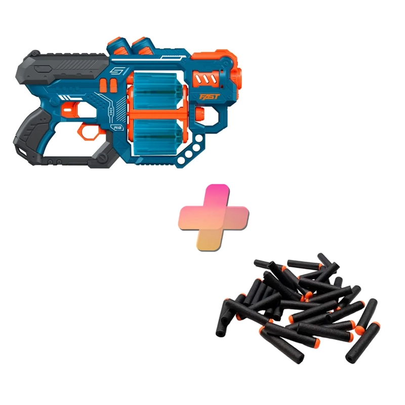 PISTOLA DE JUGUETE DE 18 DARDOS-AZUL-RUEDA GIRATORIA CON 24 DARDOS DE REGALO - 1