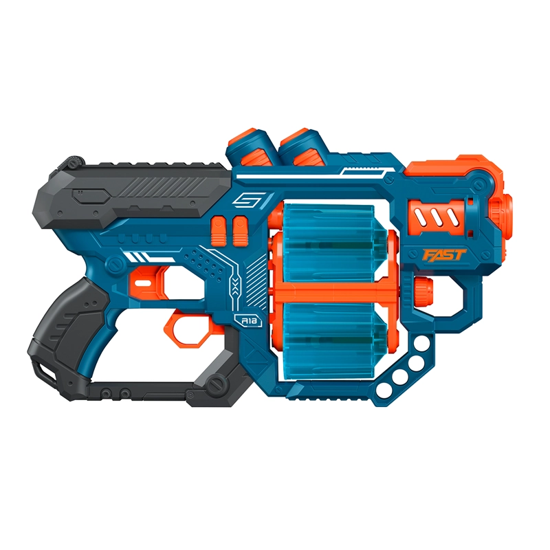 PISTOLA DE JUGUETE DE 18 DARDOS-AZUL-RUEDA GIRATORIA CON 24 DARDOS DE REGALO - 2